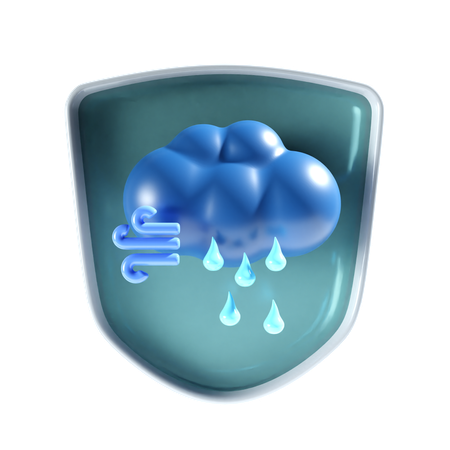 Chuva forte com escudo  3D Icon