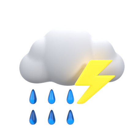 Chuva forte com trovões  3D Icon