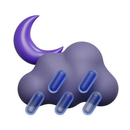 Chuva noturna  3D Icon