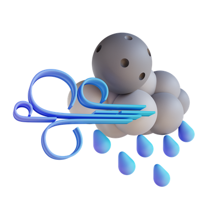 Chuva noturna tempestuosa  3D Illustration