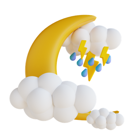 Lua de nuvem de chuva com relâmpagos  3D Illustration