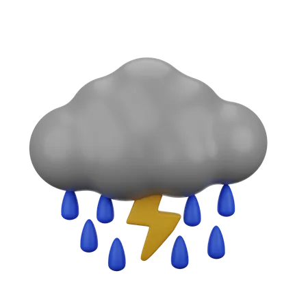 Chuva relâmpago  3D Icon