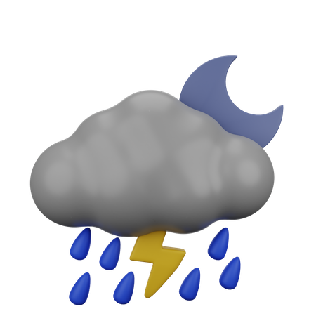 Chuva relâmpago à noite  3D Icon