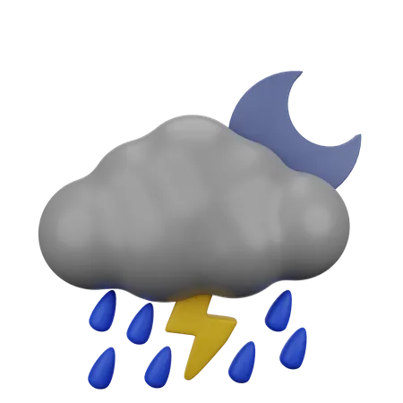 Chuva relâmpago à noite  3D Icon