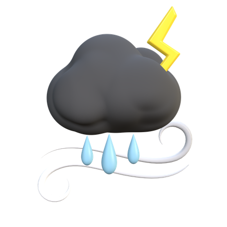 Chuva relâmpago vento e tempestade  3D Icon