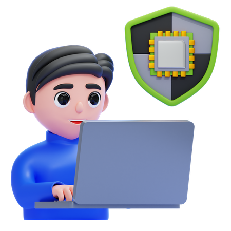 La seguridad cibernética  3D Icon