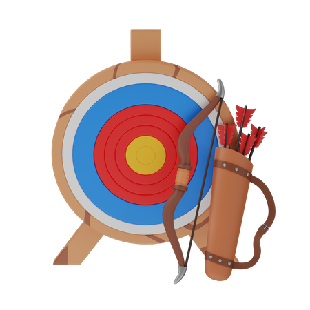 Cible de tir à l'arc avec arc  3D Icon