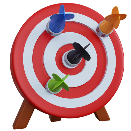 Cible rouge avec quatre fléchettes  3D Icon