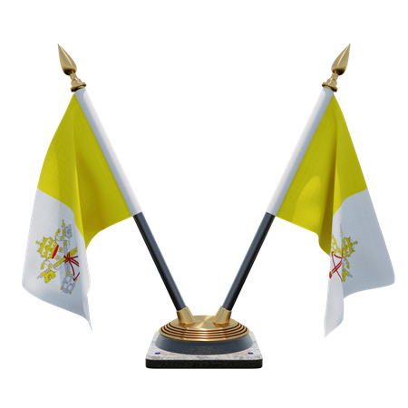 Suporte para bandeira de mesa dupla (V) da Cidade do Vaticano  3D Icon