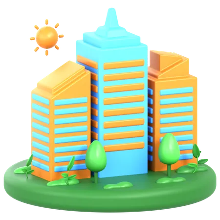 Cidade Sustentável  3D Icon