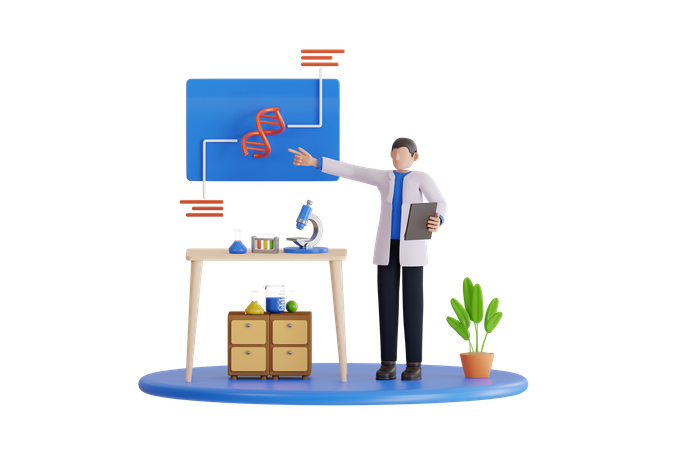 Científico haciendo análisis de cromosomas de ADN  3D Icon