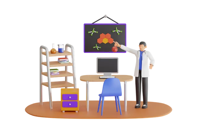 Ilustracion 3 D De Cientificos Realizando Experimentos Medico Realizando Investigaciones Medicas En El Laboratorio Desarrollo De Sustancias De Laboratorio Quimico 3D Illustration