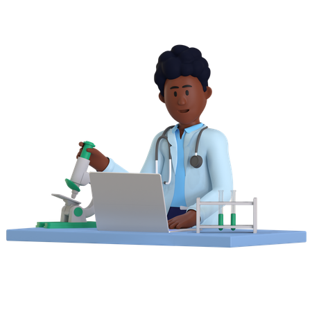 Cientista masculino fazendo pesquisa de laboratório  3D Illustration