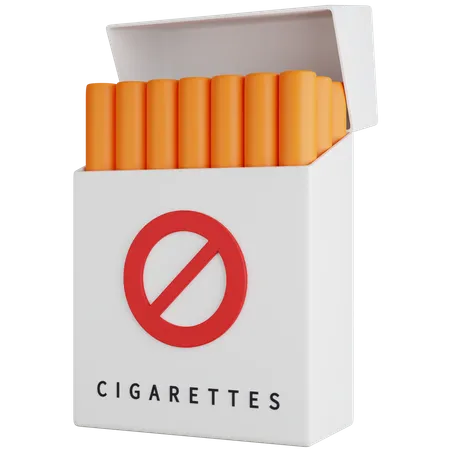 3 D Icon Illustration Cigarette Wrapper With Prohibition Sign 3D Icon