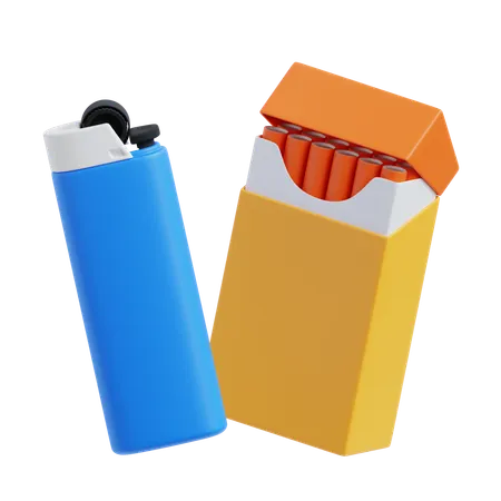 Cigarettes And Lighter  3D Icon