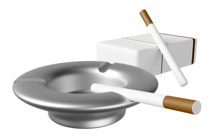 Cinzeiro 3 D Com Maco De Cigarros Isolado Ilustracao De Renderizacao 3 D 3D Icon