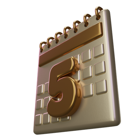 Cinco calendário  3D Icon