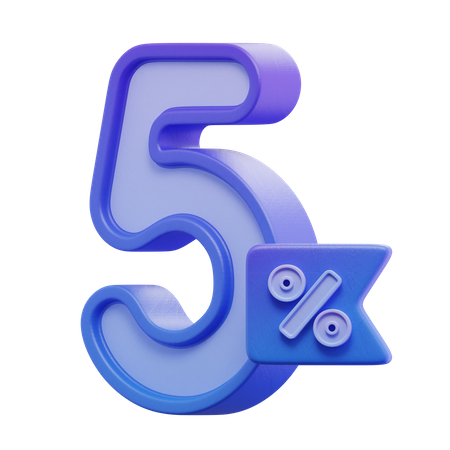 Cinco por ciento  3D Icon