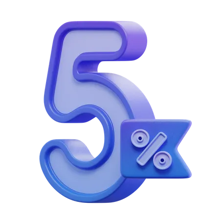 Cinco por ciento  3D Icon