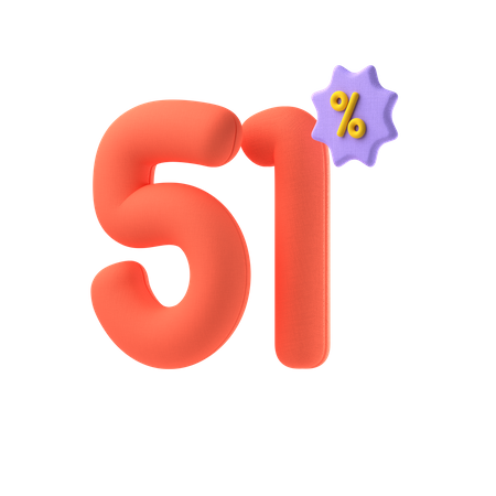 Descuento del cincuenta y uno por ciento  3D Icon
