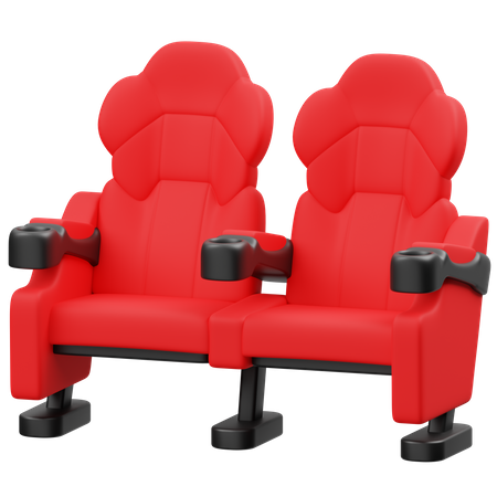 Assentos duplos de cinema  3D Icon