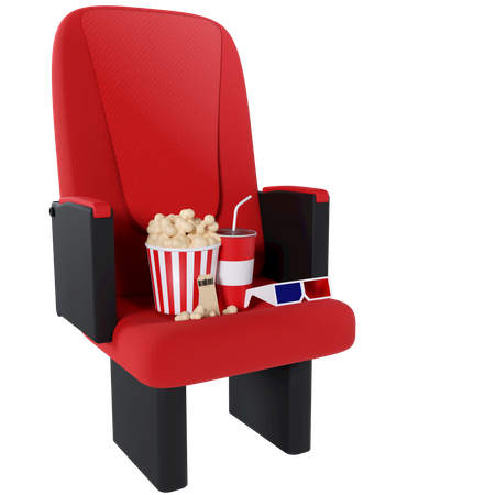 Cinema Chair With Popcorn And 3 D Glasses  3D Icon