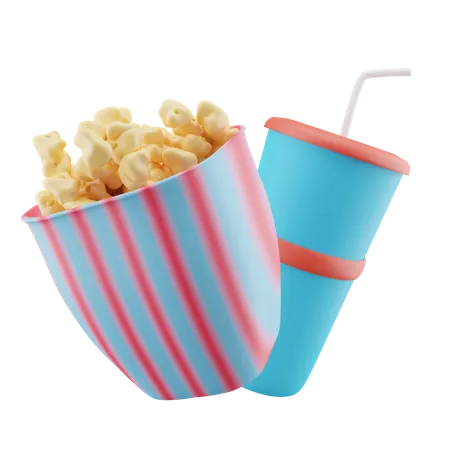 Cinema popcorn drink  3D Icon