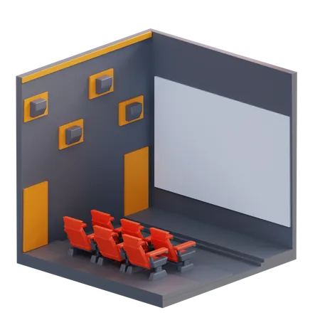 3 D Illustration Cinema Room 3D Icon