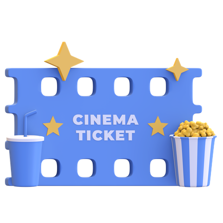 Cinema ticket 3D Illustration