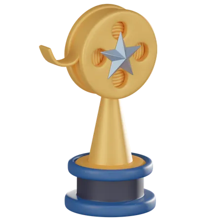 Movie Award Symbol Of Cinematic Achievement And Recognition Perfect For Celebrating Success In Film Industry 3 D Render Illustration 3D Icon