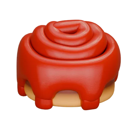 Cinnamon Roll Red  3D Icon