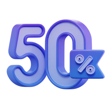 Cinquante pourcent  3D Icon