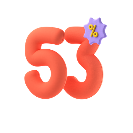 Desconto de cinquenta e três por cento  3D Icon