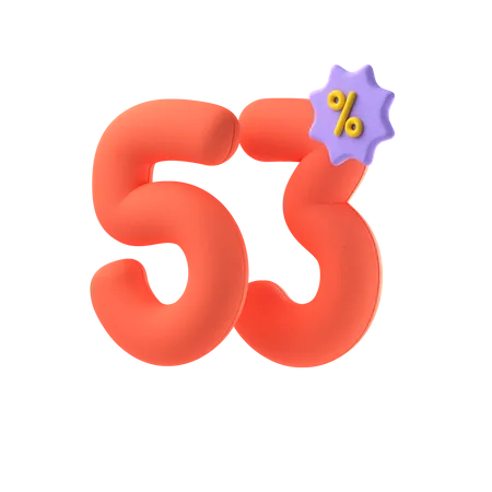 Desconto de cinquenta e três por cento  3D Icon