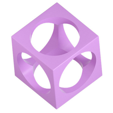 Circle Hole Cube  3D Icon