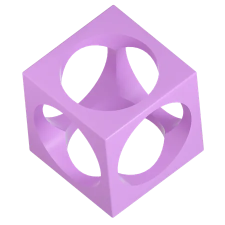 Circle Hole Cube Illustration In 3 D Design 3D Icon