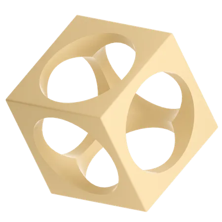 Circle Hole Cube Illustration In 3 D Design 3D Icon