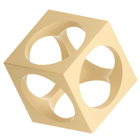 Circle Hole Cube  3D Icon