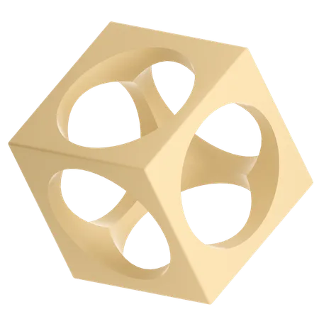 Circle Hole Cube  3D Icon