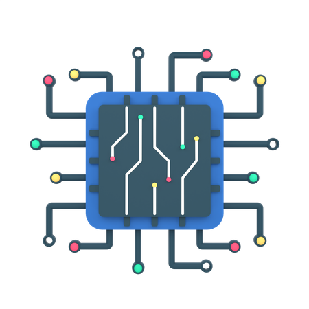 Circuito integrado de inteligencia artificial  3D Icon