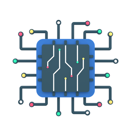 Circuito integrado de inteligência artificial  3D Icon