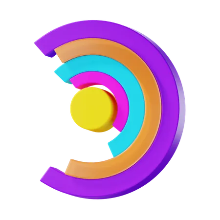 Circular Bar Chart  3D Icon