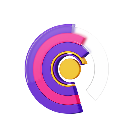 Circular Bar Graph  3D Icon