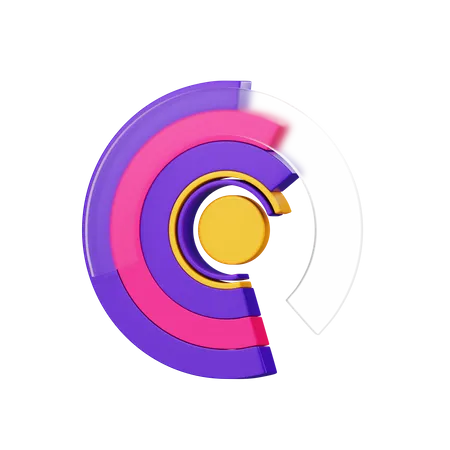 Circular Bar Graph  3D Icon