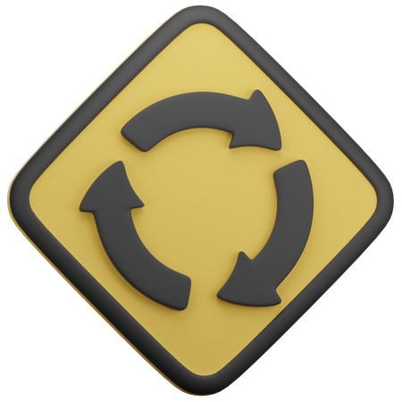 Circular Intersection Ahead  3D Icon