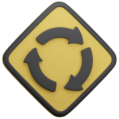 Circular Intersection Ahead  3D Icon