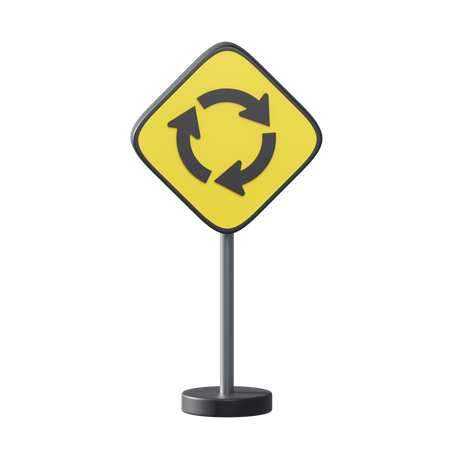 Circular Intersection Ahead  3D Illustration