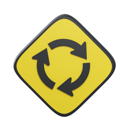 Circular Intersection Ahead  3D Illustration