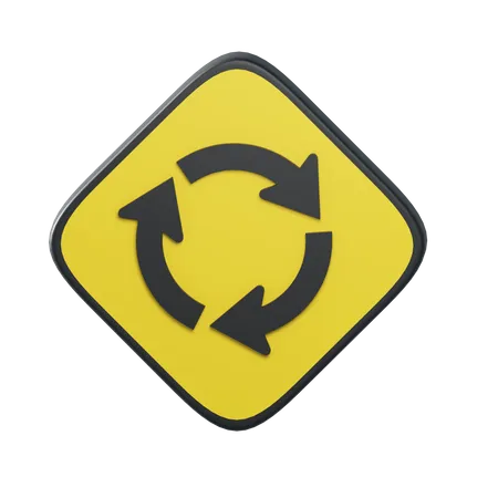 Circular Intersection Ahead  3D Illustration