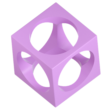 Cubo de buraco circular  3D Icon